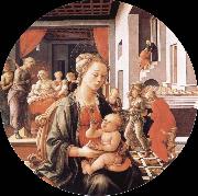 Fra Filippo Lippi Madonna and Son with histories of the life of Holy Ana oil painting reproduction